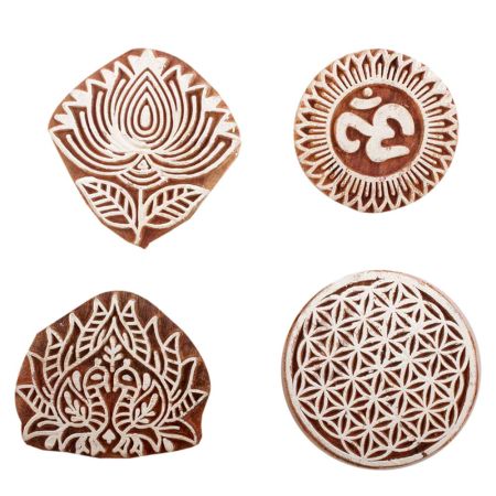 Set of 4 Piece New Mix Wooden Printing Block